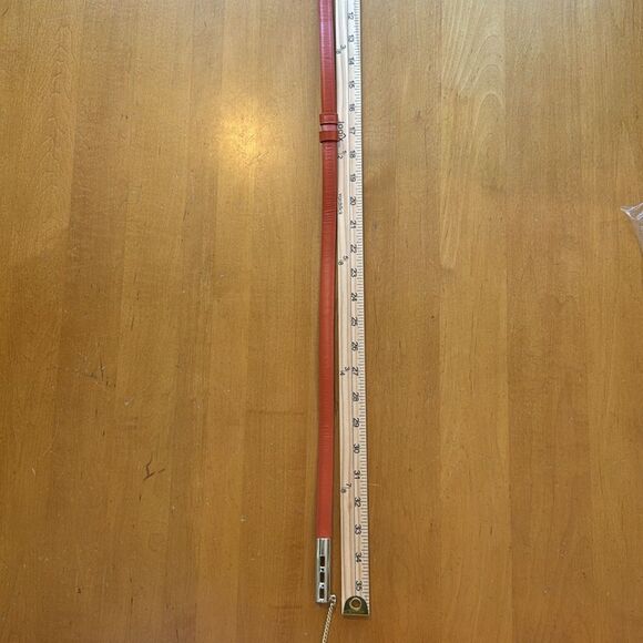 J. MCLAUGHLIN ORANGE LEATHER BELT LARGE EXTRA L / XL ADJUSTABLE Gold Accents - Picture 4 of 7